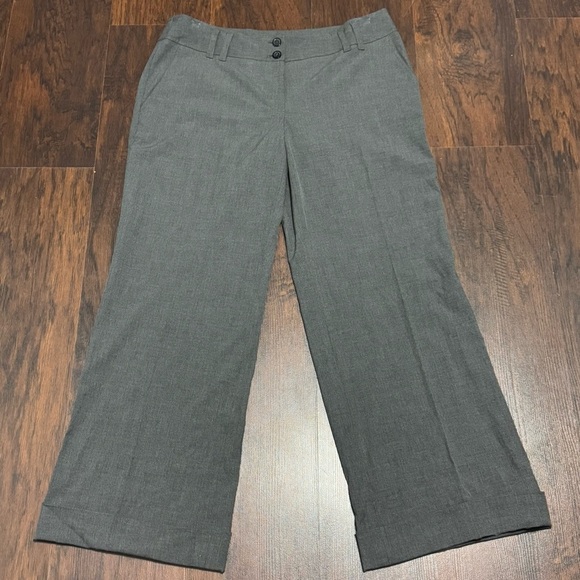 Michael Michael Kors Milbrook fit Charcoal wide leg cuffed Mid rise Pants 12 GUC - Picture 1 of 14